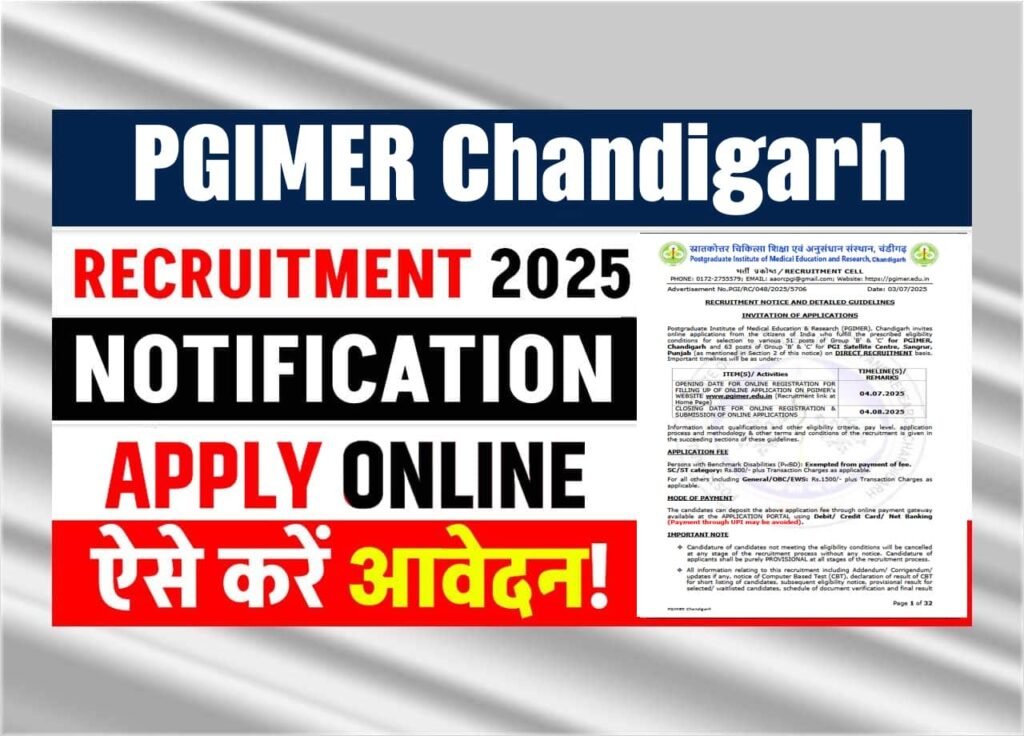 PGIMER Chandigarh Recruitment 2025